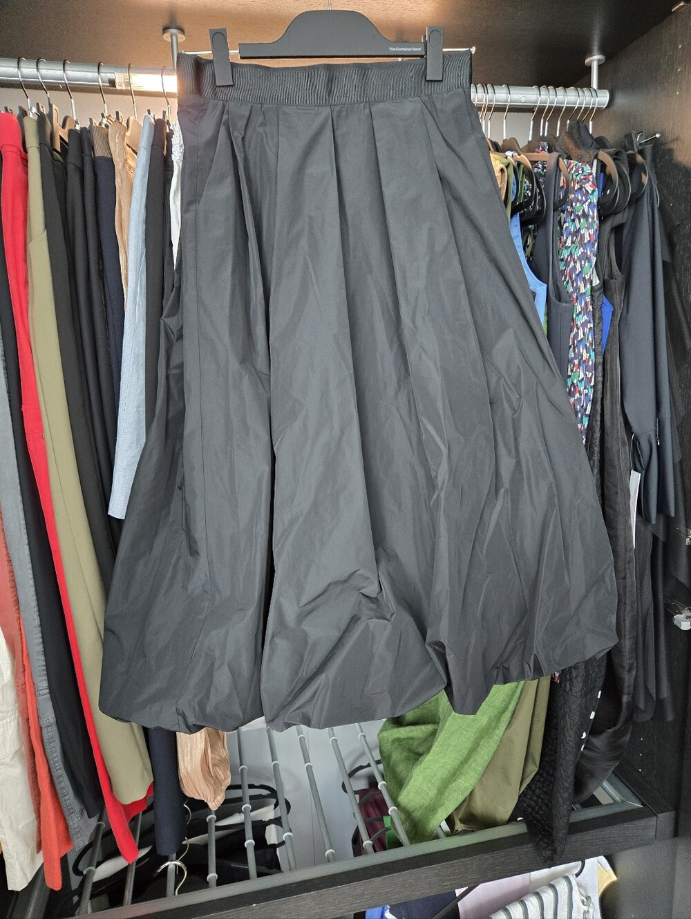 DKNY Black Full A-Line Midi Skirt